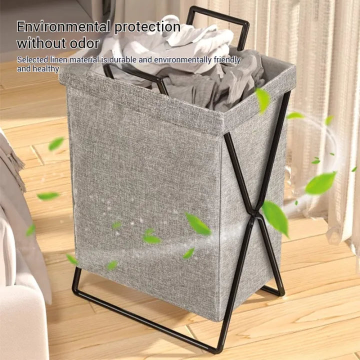 Minimalist X-Frame Folding Laundry Basket & Organizer