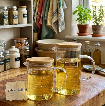 Airtight Glass Oil Jug with Bamboo Lid - My Store
