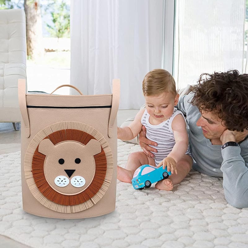 Animal-Themed Felt Storage Basket with Lid – Large Capacity - My Store