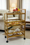 3-Tier Multipurpose Bamboo Rolling Trolley - My Store