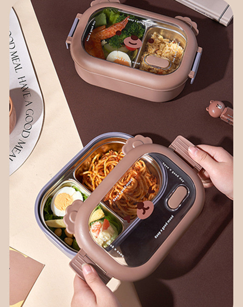 2 Compartments Stainless Steel Lunch Box - My Store