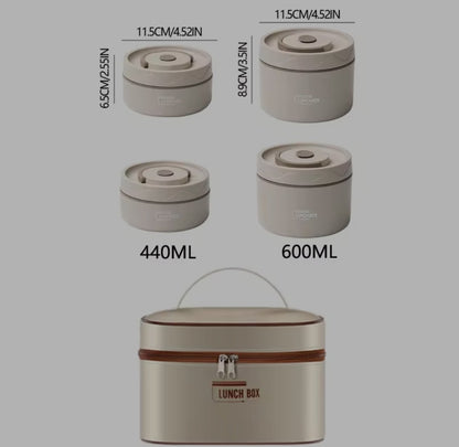 Portable Multi-Layer Insulated Lunch Box Set – Stainless Steel Food Container with Carry Bag