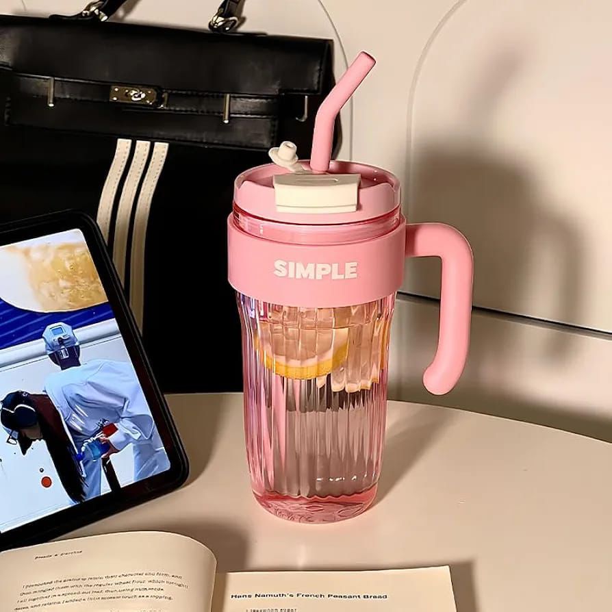 Ice Pick Handle Glass Straw Cup – 520ml