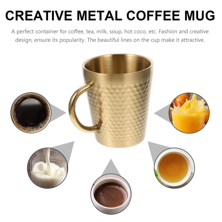 Stainless Steel Gold Hammered Mug