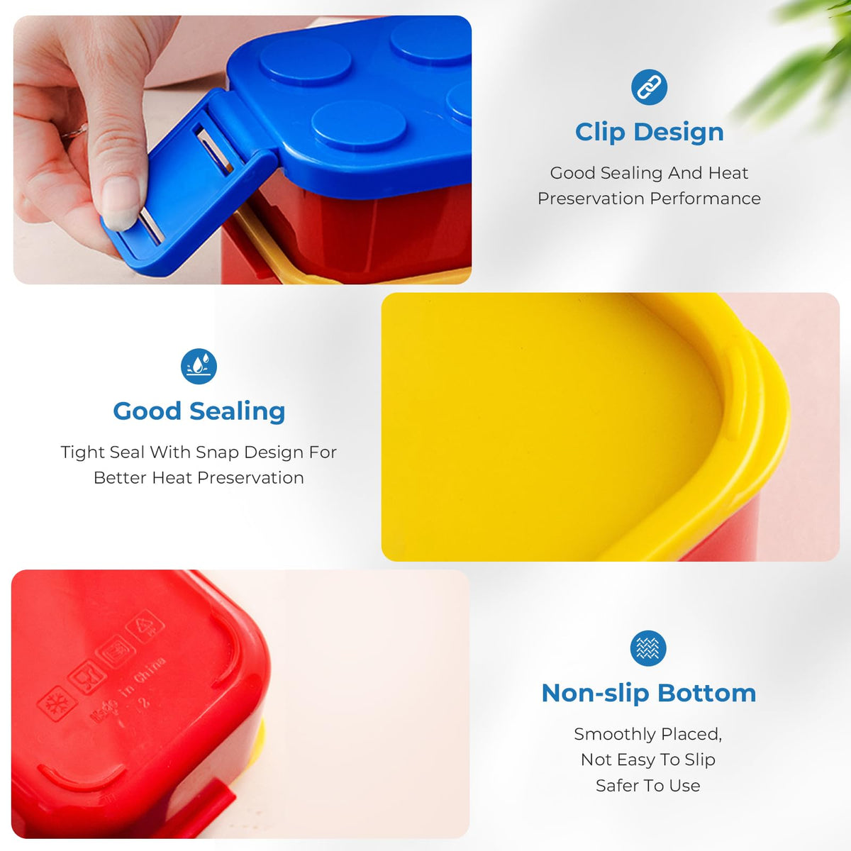 Double-Layer Building Block Kids Lunch Box – 1050ml with Cutlery & Compartments