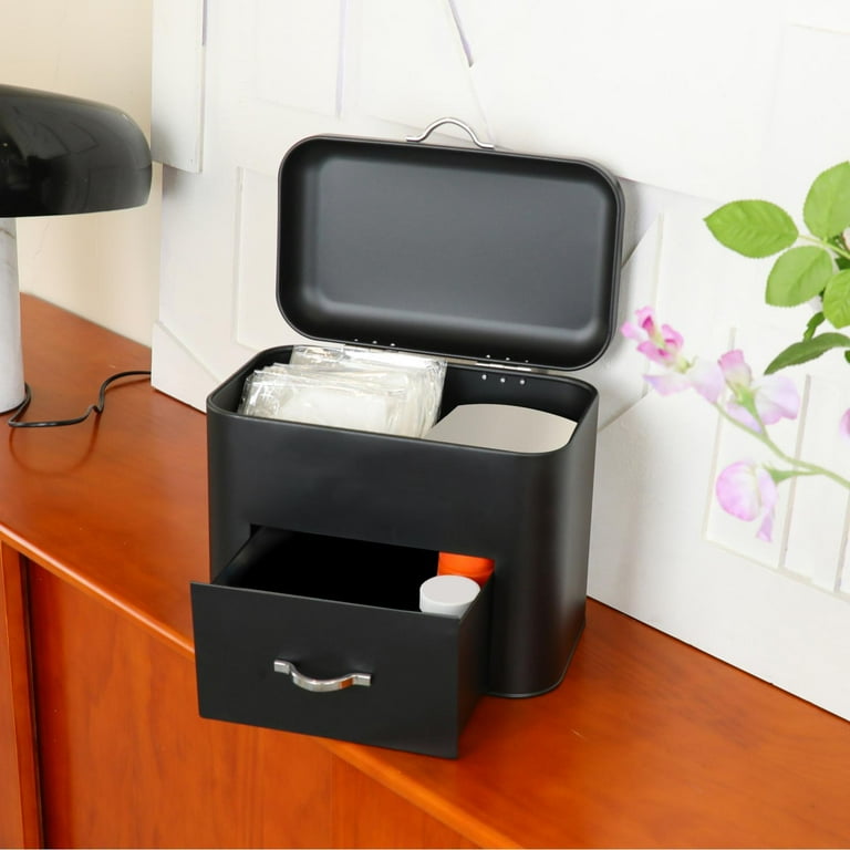 Matte Black Double-Layer Multifunctional Storage Organizer Box with Drawer - My Store