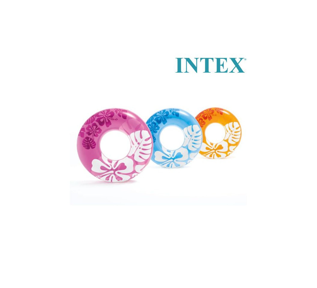 Intex Inflatable Clear Color Tropical Hibiscus Swim Tube (36" / 91cm)
