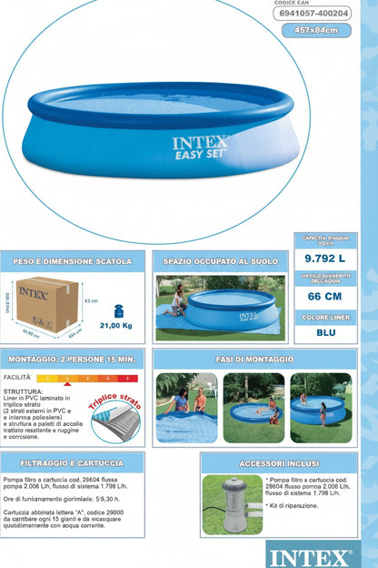 INTEX® Easy Set Inflatable Swimming Pool (457 × 84 cm)