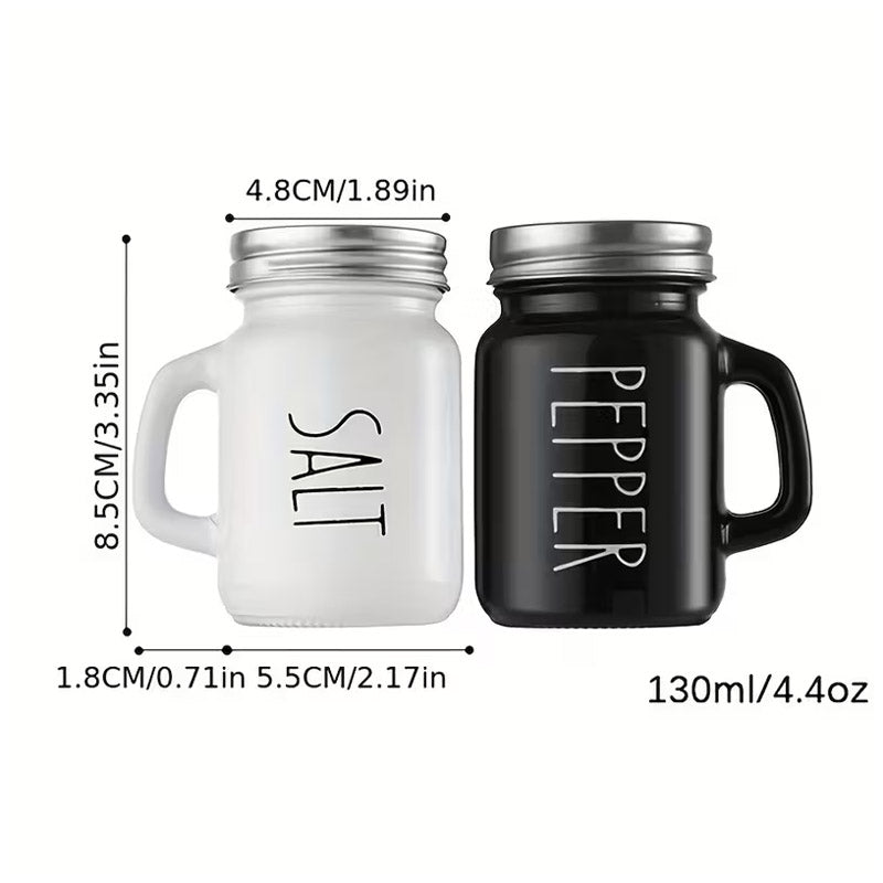 Black & White Mason Jar Salt & Pepper Shaker Set - My Store