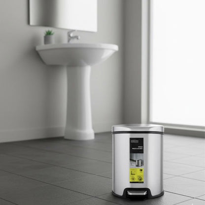 Stainless Steel Hydraulic Pedal Dustbin – 3 Colors (5L & 9L)