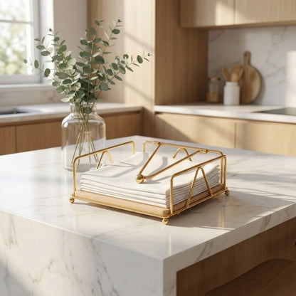 Modern Metal Napkin & Tissue Holder with Weighted Arm