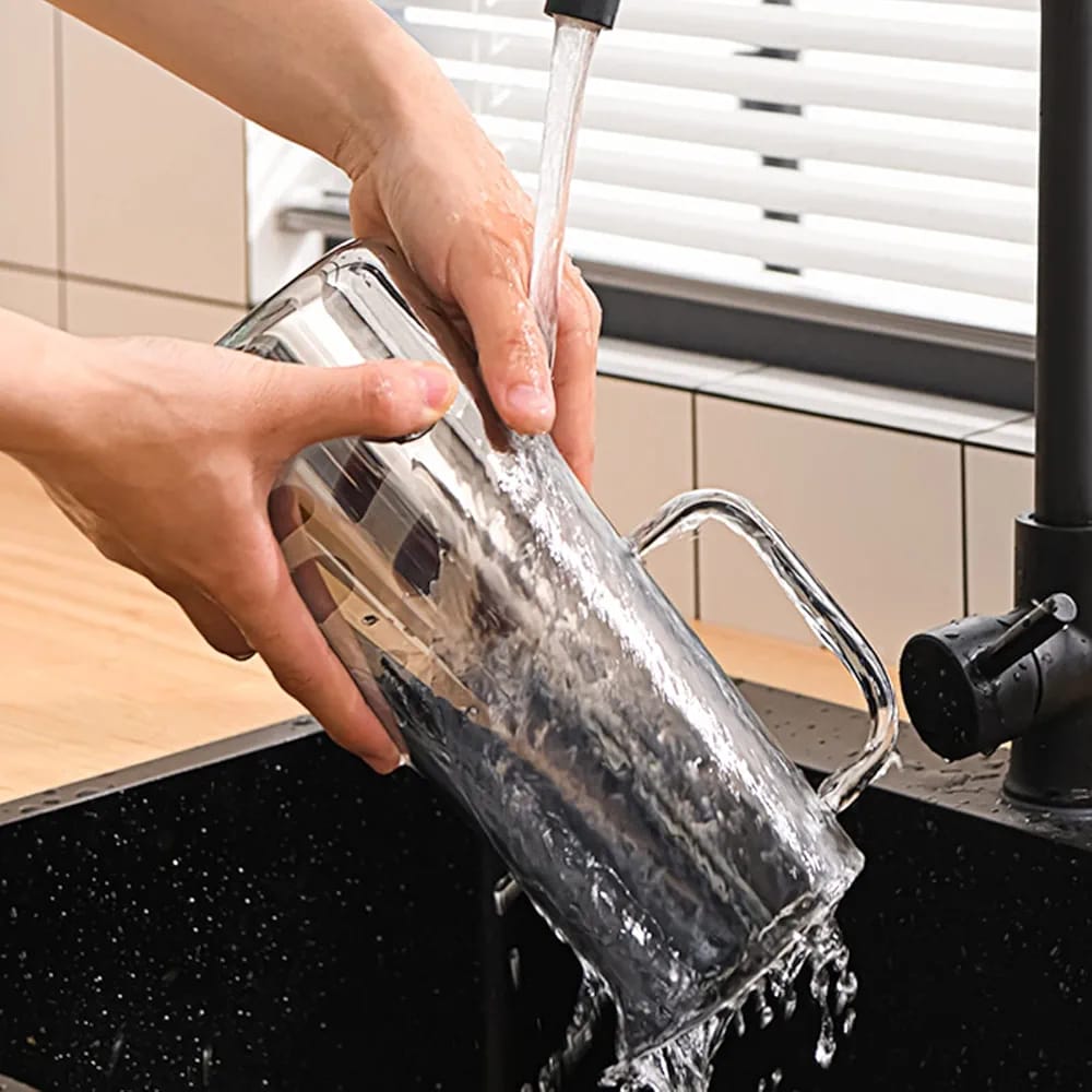 Modern 1800ml Glass Water Pitcher with Stainless Steel Filter - My Store