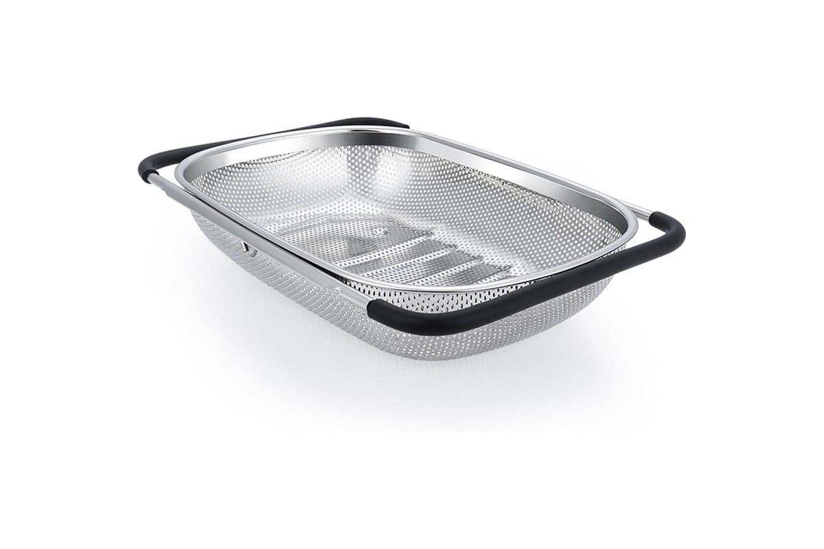 Over-the-Sink Expandable Stainless Steel Mesh Colander Basket