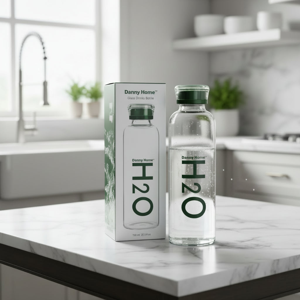 Danny Home™ H2O Premium Borosilicate Glass Water Bottle – 750ml