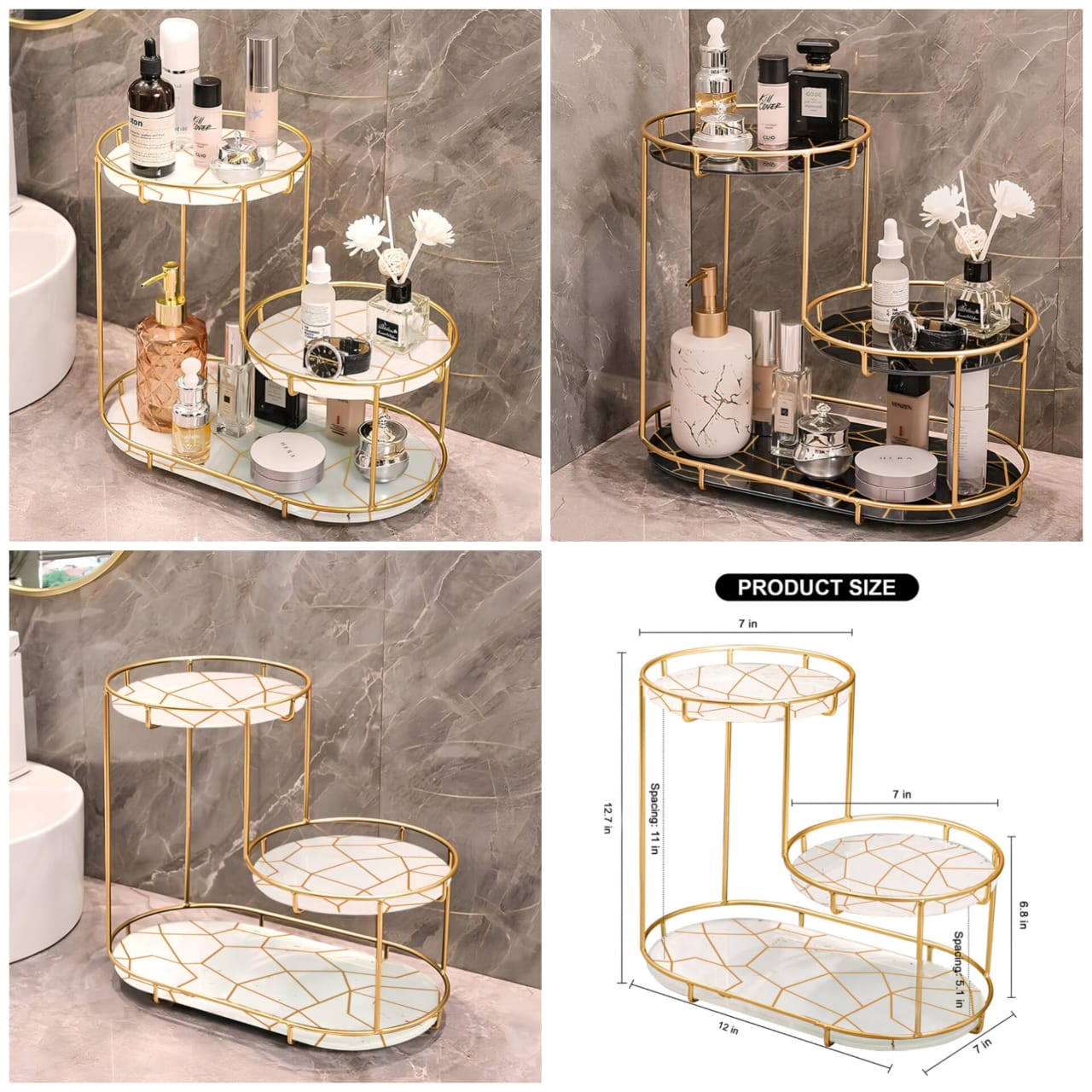 3-Tier Golden Vanity Stand - My Store