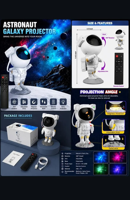 Astronaut Galaxy Projector Lamp with Bluetooth Speaker & Remote Control