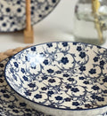 Danny Home Blue Floral Porcelain Deep Plate Collection - My Store