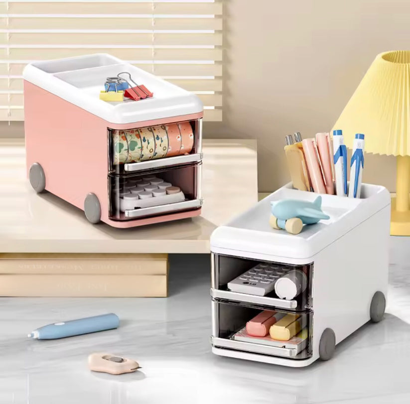 Bus-Shaped Desk Organizer with Drawers – Multi-Functional Storage Box - My Store