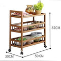3-Tier Multipurpose Bamboo Rolling Trolley - My Store