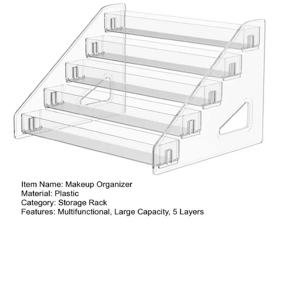5-Layer Transparent Acrylic Cosmetic Organizer Rack