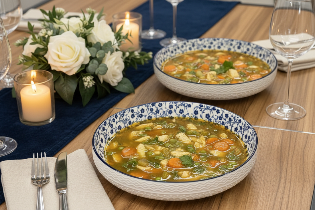 12" Blue Floral Porcelain Soup Plate – Danny Home - My Store