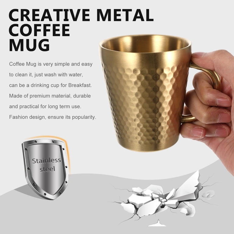 Stainless Steel Gold Hammered Mug