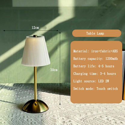 Rechargeable Pleated Cordless Table Lamp – Touch Control LED Table Lamp with 3 Color Modes