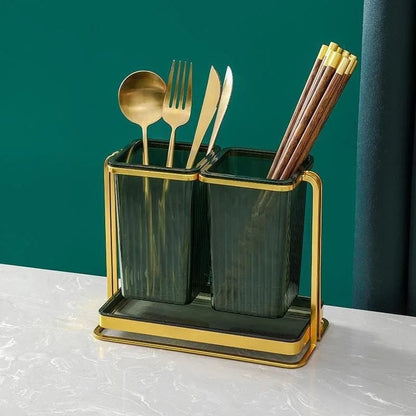 Dual-Compartment Cutlery & Organizer Stand