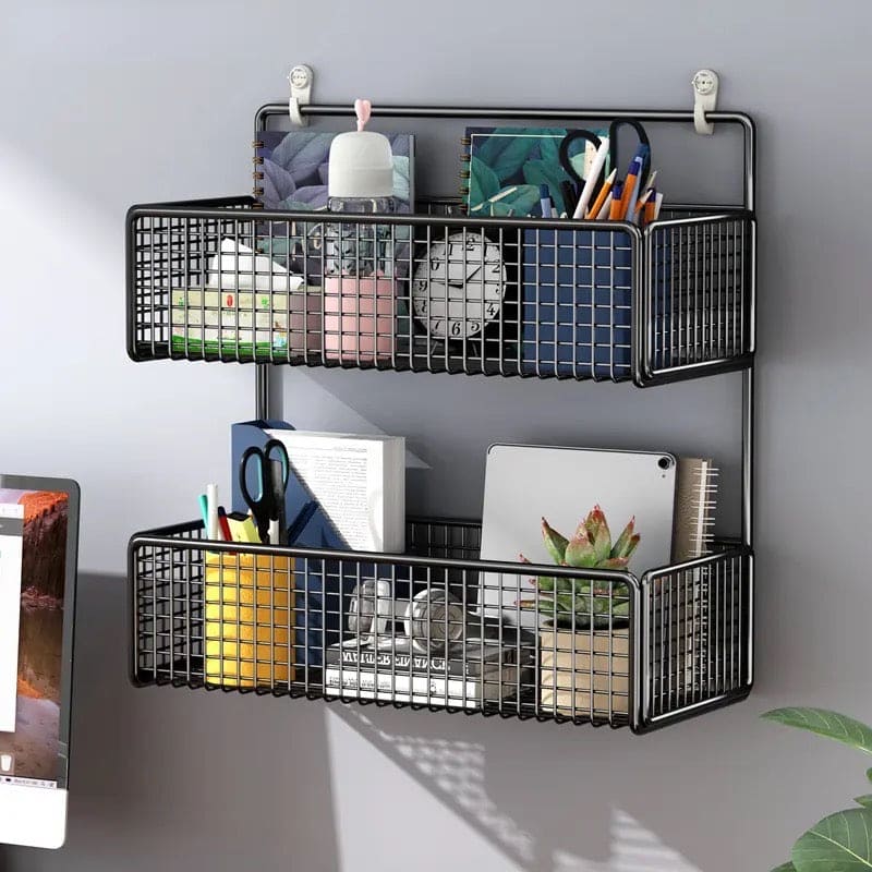 2 Layer Shelving Basket, Wall Mounted Bathroom Rack